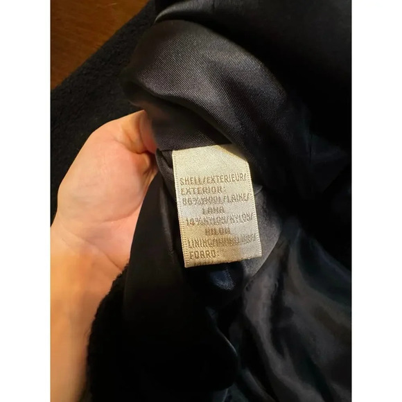 Jones New York Black Pea Coat Women 12 Wool Blend Winter Neutral Textured Jacket - Picture 3 of 8